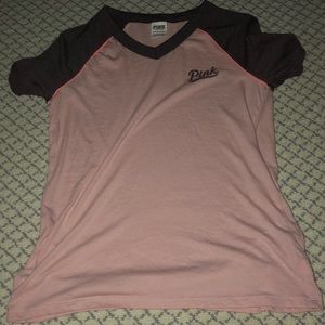 pink brand v-neck t-shirt